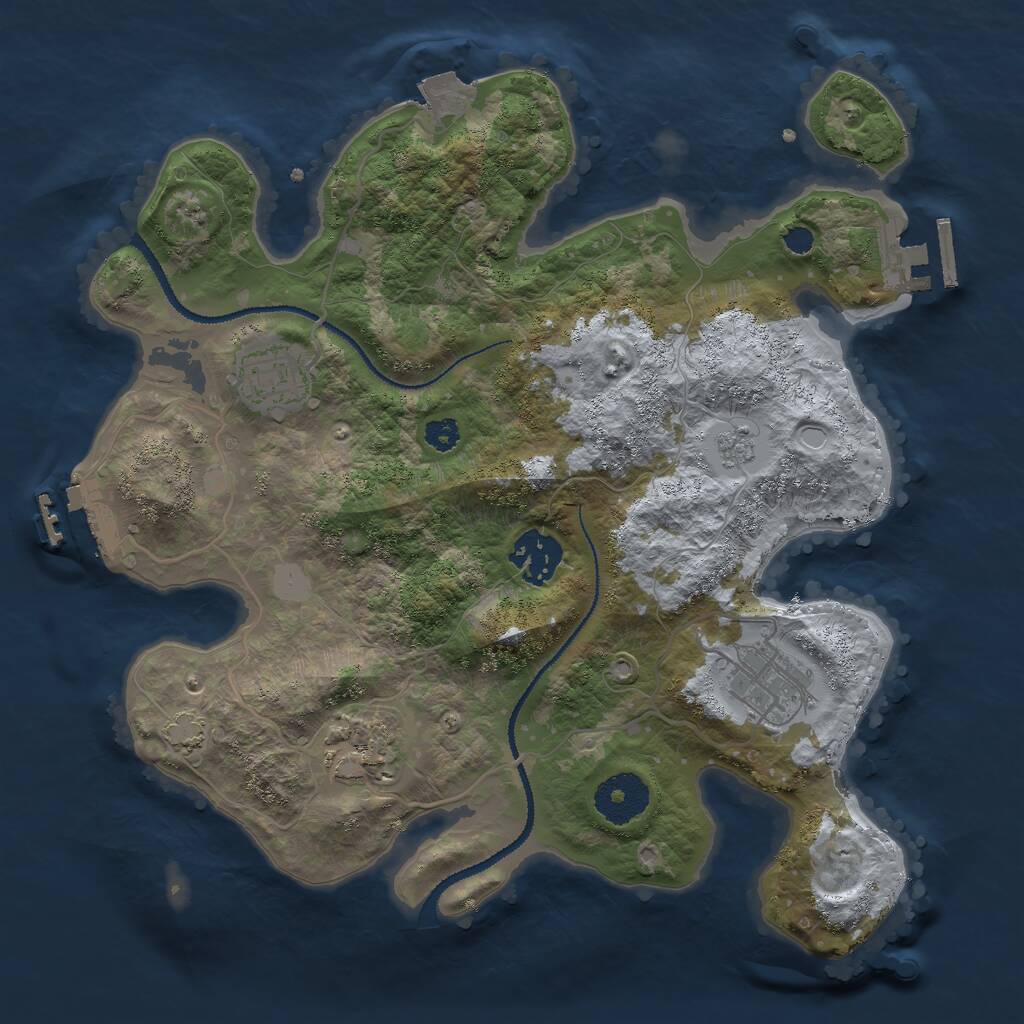 Rust Map: Procedural Map, Size: 3000, Seed: 1858522753, 9 Monuments