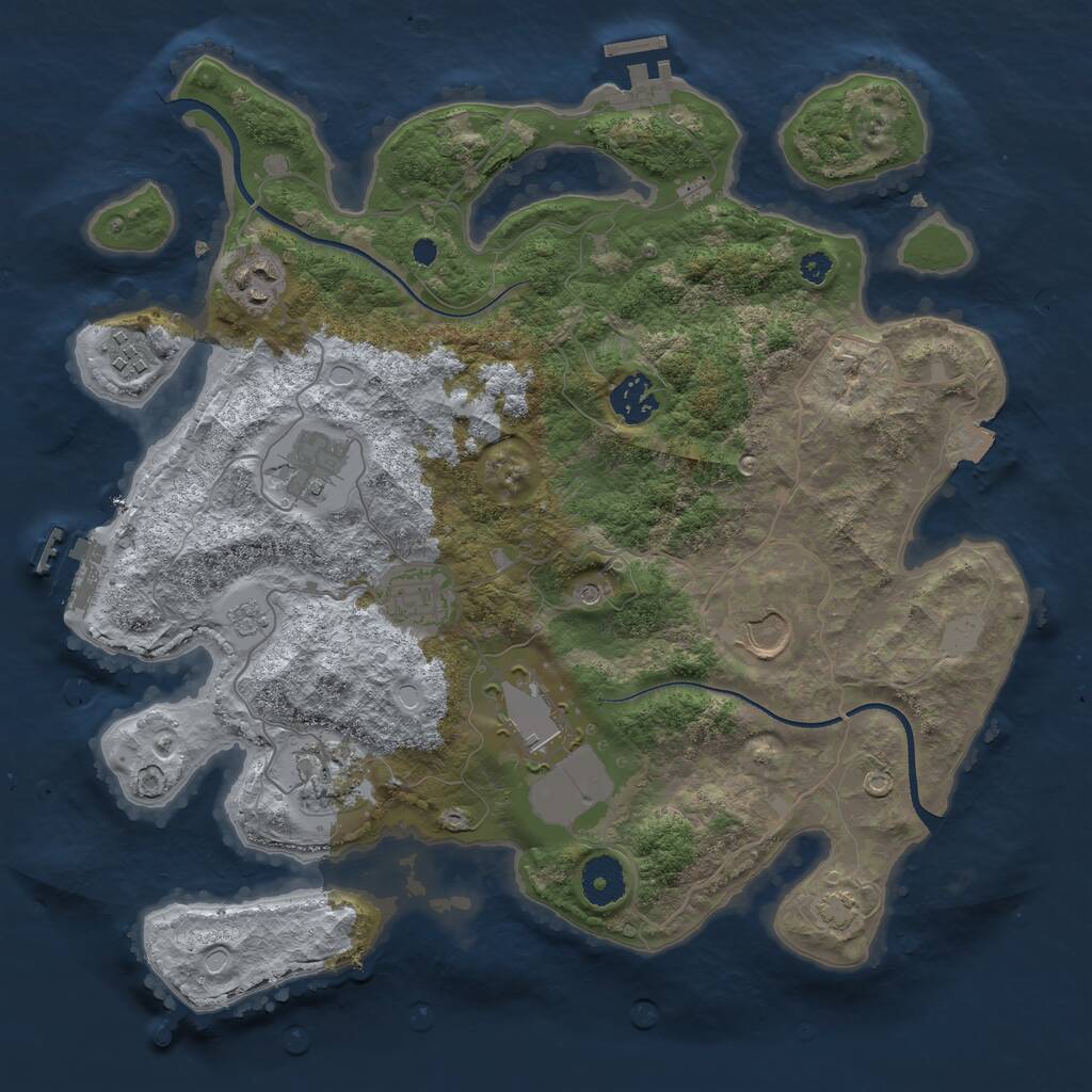 Rust Map: Procedural Map, Size: 3500, Seed: 718546, 14 Monuments
