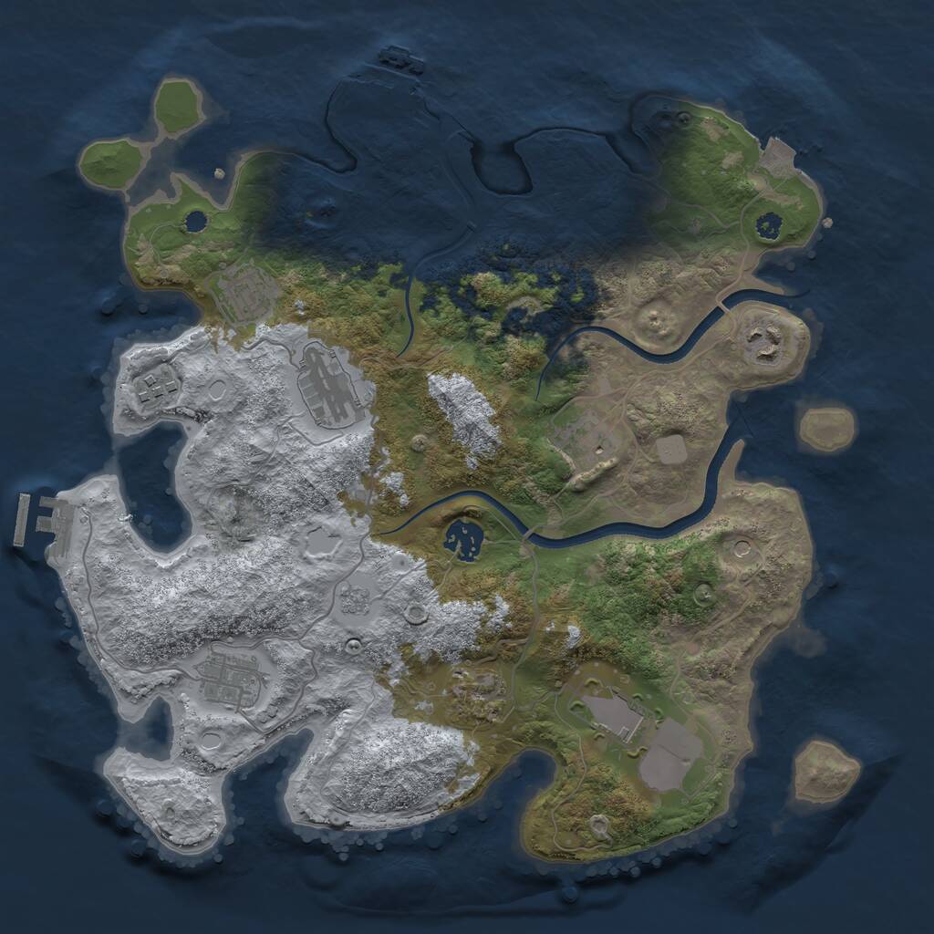 Rust Map: Procedural Map, Size: 3550, Seed: 386329, 15 Monuments