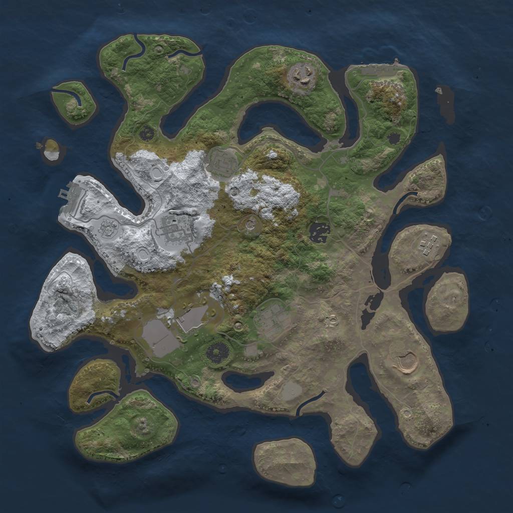 Rust Map: Procedural Map, Size: 3550, Seed: 180400, 17 Monuments