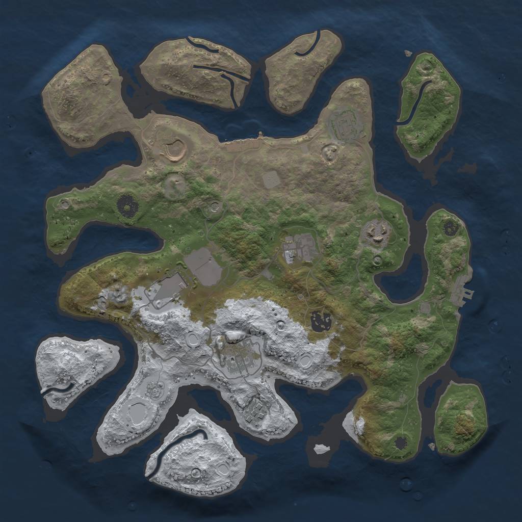 Rust Map: Procedural Map, Size: 3550, Seed: 620683, 17 Monuments