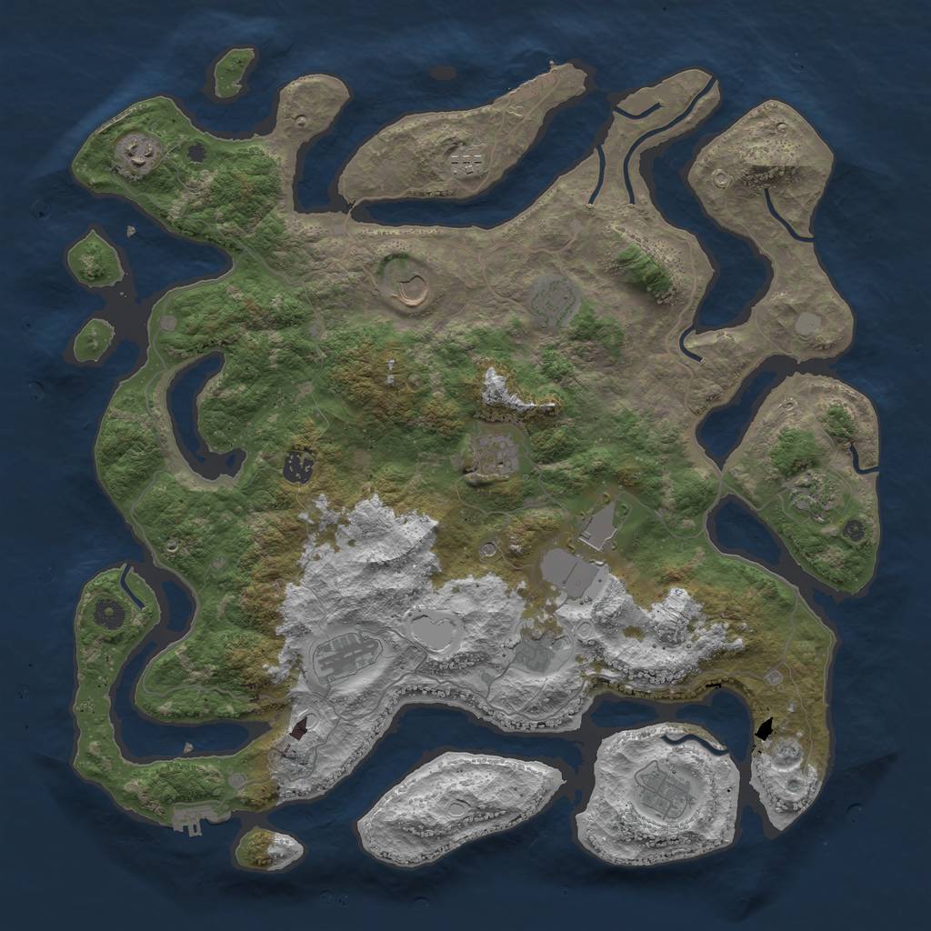 Rust Map: Procedural Map, Size: 4500, Seed: 598010940, 19 Monuments
