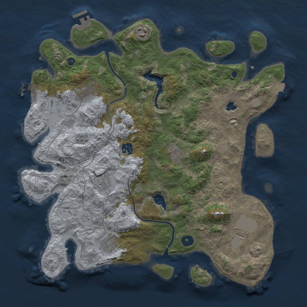 Rust Map: Procedural Map, Size: 4000, Seed: 1977887424, 14 Monuments