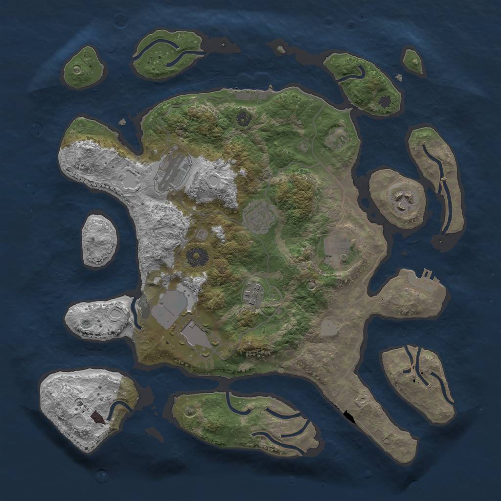 Rust Map: Procedural Map, Size: 3500, Seed: 1915009416, 13 Monuments