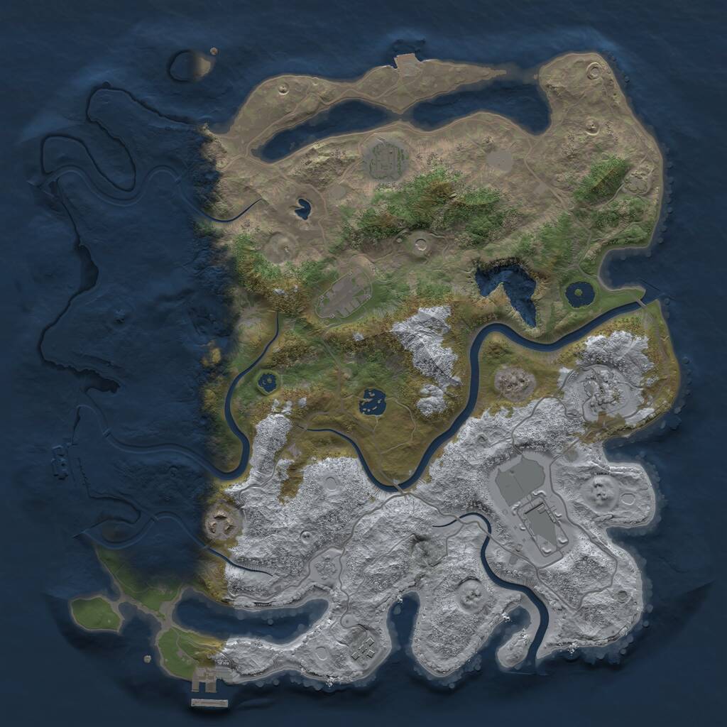 Rust Map: Procedural Map, Size: 4000, Seed: 434788, 13 Monuments