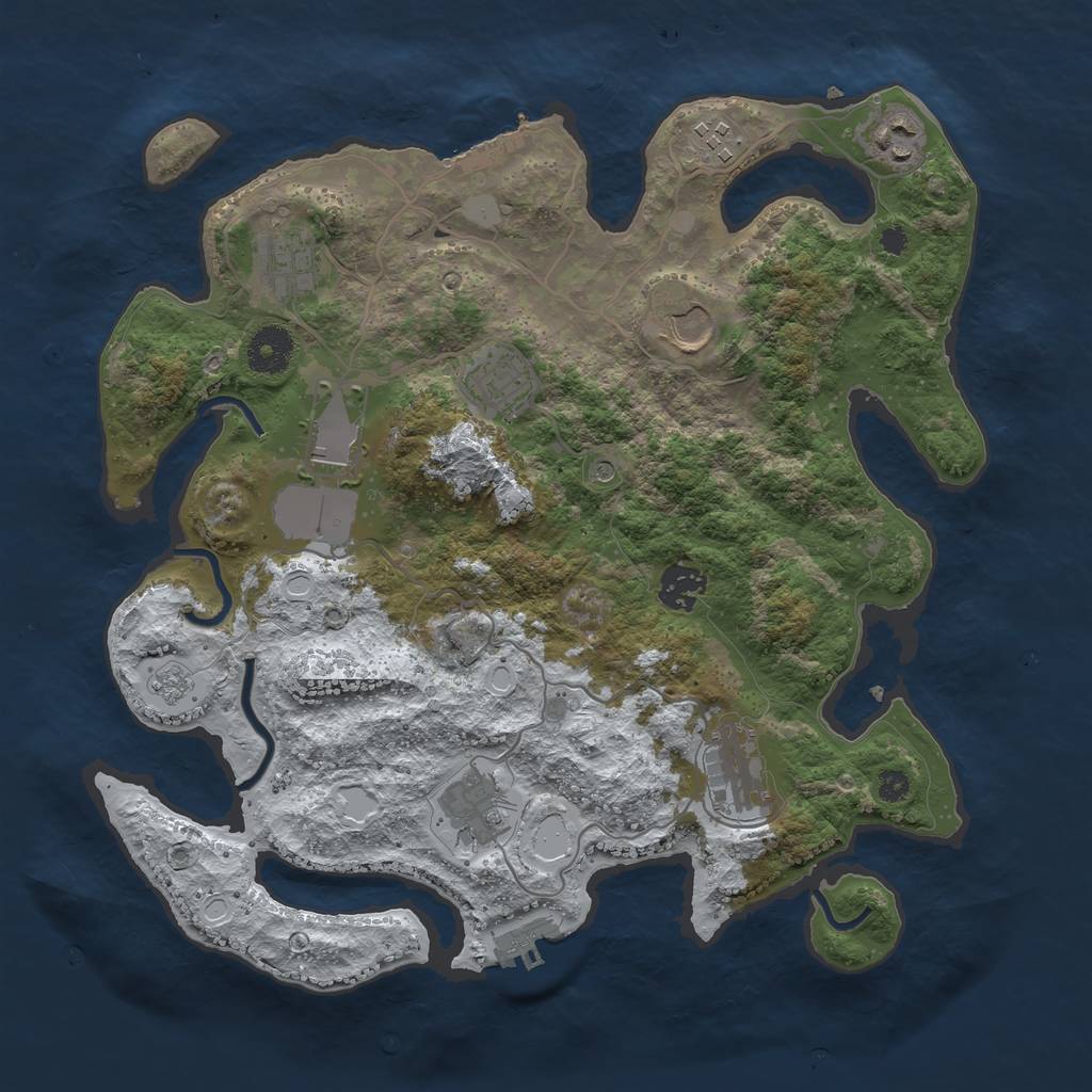 Rust Map: Procedural Map, Size: 3507, Seed: 13831, 18 Monuments