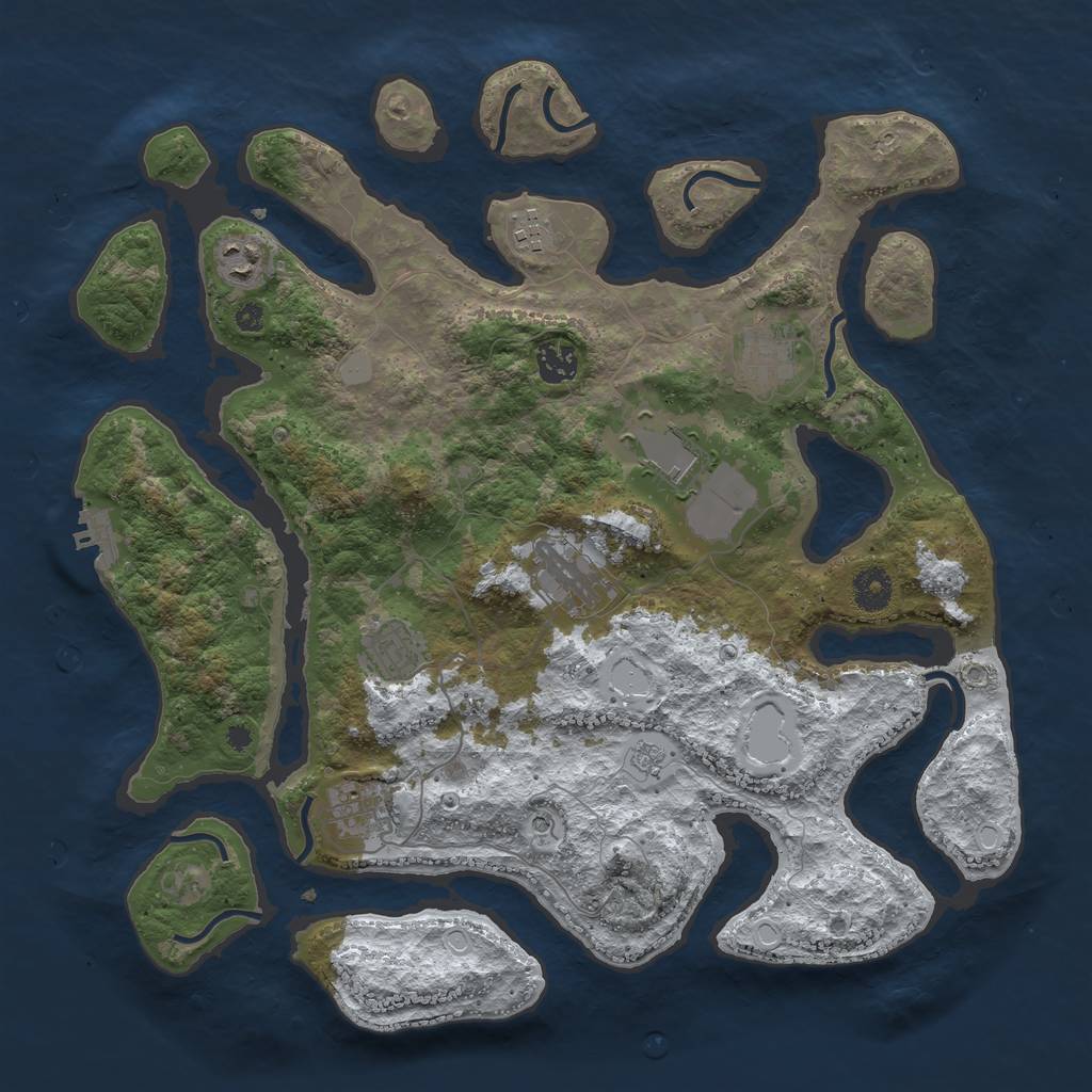 Rust Map: Procedural Map, Size: 3850, Seed: 1355282924, 16 Monuments