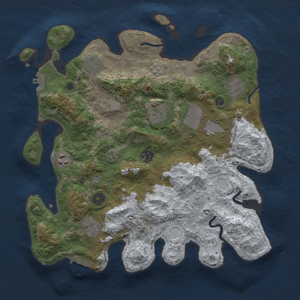 Rust Map: Procedural Map, Size: 3550, Seed: 811482, 17 Monuments