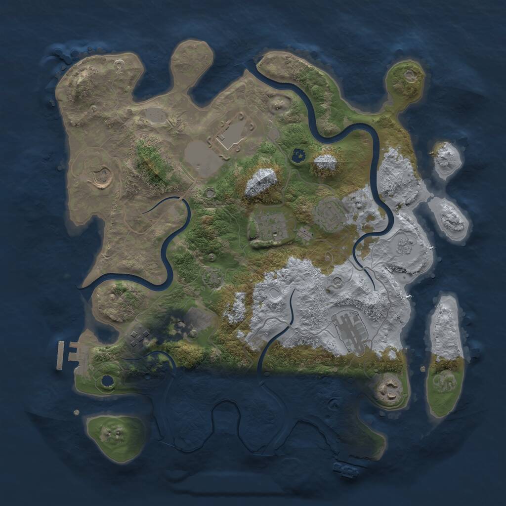 Rust Map: Procedural Map, Size: 3550, Seed: 34943, 14 Monuments