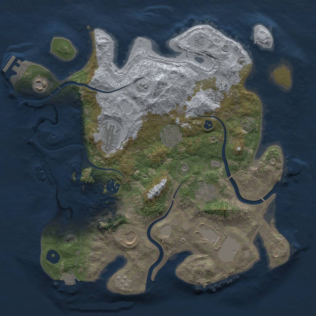 Rust Map: Procedural Map, Size: 3500, Seed: 88, 15 Monuments