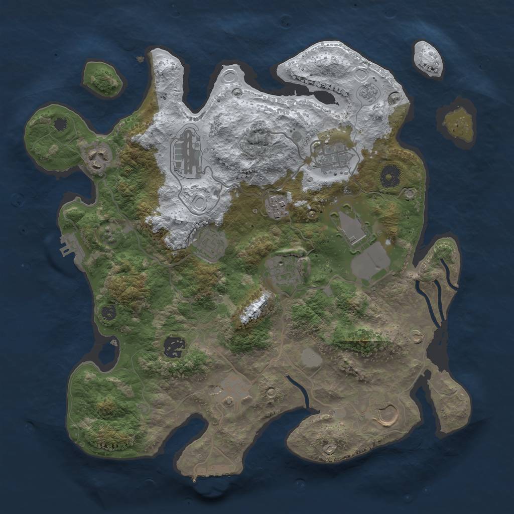 Rust Map: Procedural Map, Size: 3500, Seed: 88, 18 Monuments