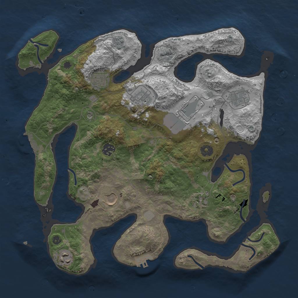 Rust Map: Procedural Map, Size: 3600, Seed: 121315421, 17 Monuments