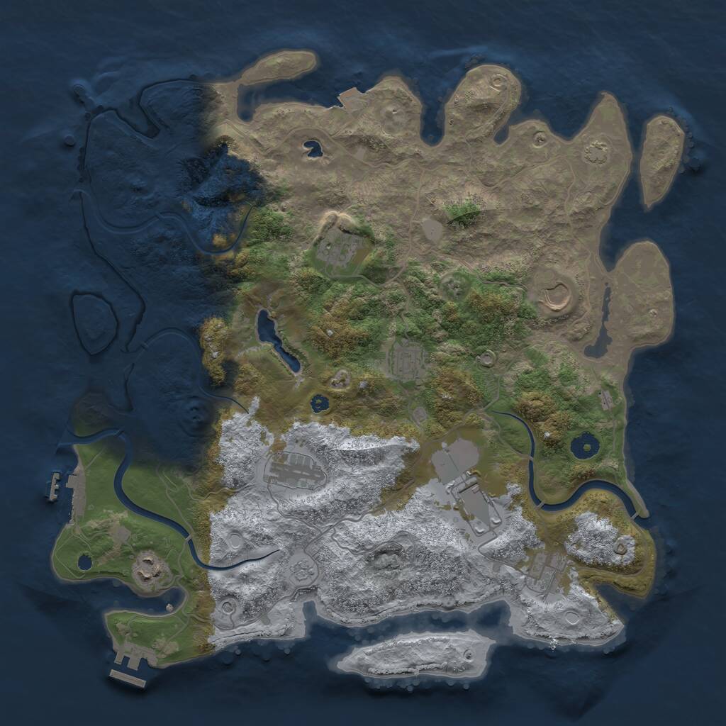 Rust Map: Procedural Map, Size: 4000, Seed: 629908, 13 Monuments