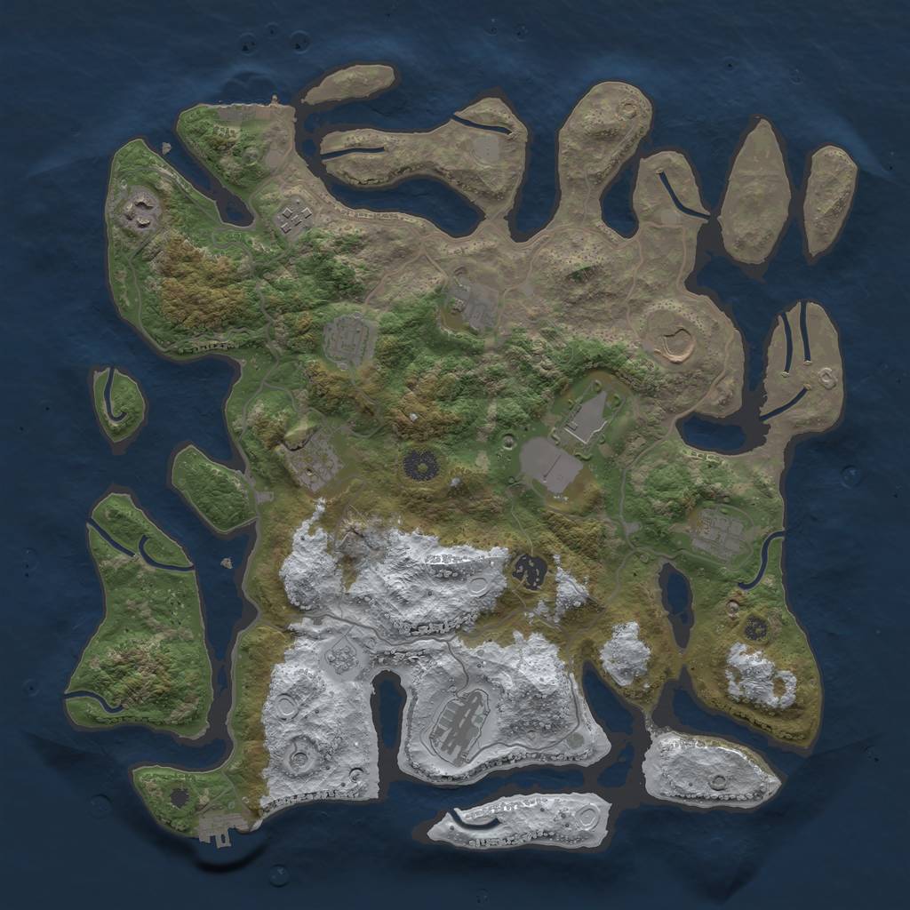 Rust Map: Procedural Map, Size: 4000, Seed: 629908, 19 Monuments