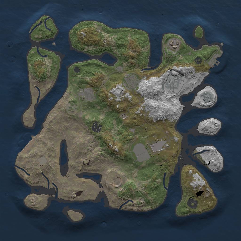 Rust Map: Procedural Map, Size: 3500, Seed: 558932354, 16 Monuments