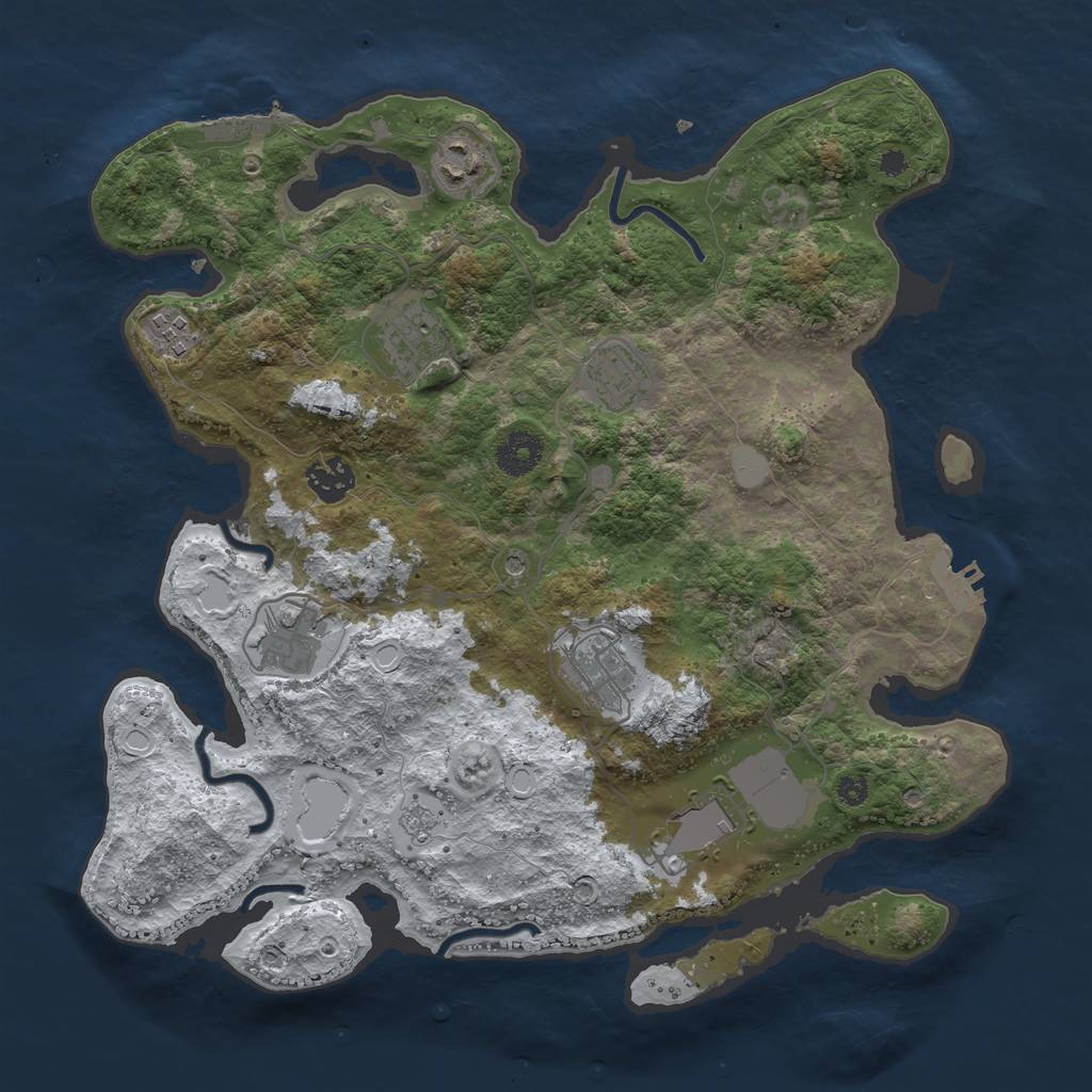 Rust Map: Procedural Map, Size: 3550, Seed: 32676, 17 Monuments