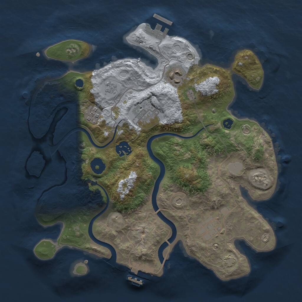 Rust Map: Procedural Map, Size: 3000, Seed: 2061280146, 11 Monuments