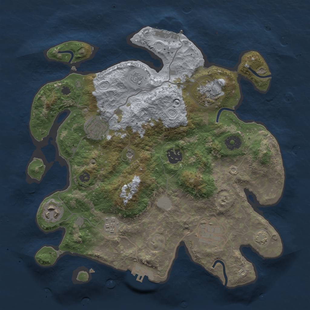 Rust Map: Procedural Map, Size: 3000, Seed: 2061280146, 14 Monuments