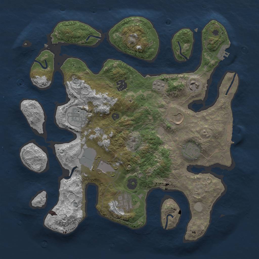 Rust Map: Procedural Map, Size: 3500, Seed: 12567, 16 Monuments