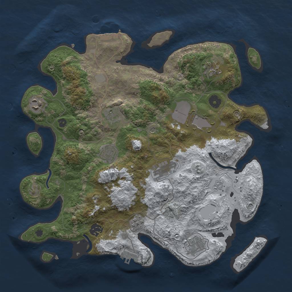 Rust Map: Procedural Map, Size: 3550, Seed: 119568, 18 Monuments