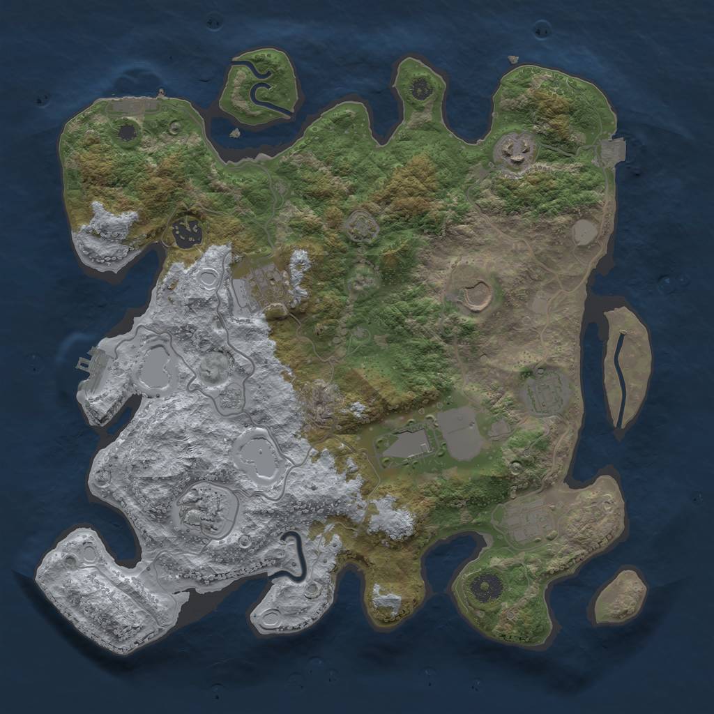 Rust Map: Procedural Map, Size: 3550, Seed: 553529, 15 Monuments