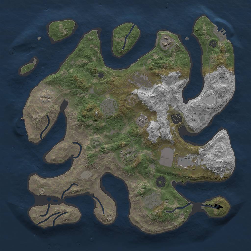 Rust Map: Procedural Map, Size: 3500, Seed: 300586153, 16 Monuments