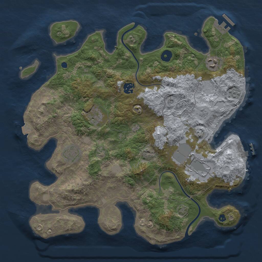 Rust Map: Procedural Map, Size: 3500, Seed: 300586153, 12 Monuments