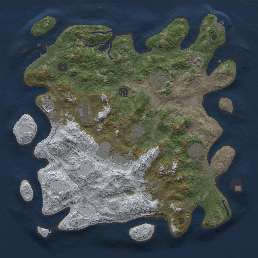 Rust Map: Procedural Map, Size: 4000, Seed: 13881, 18 Monuments