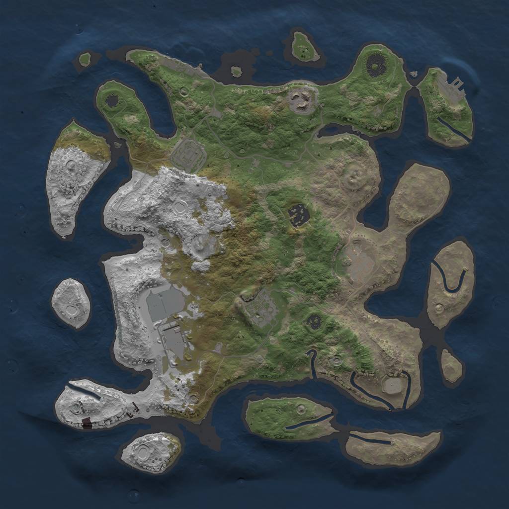 Rust Map: Procedural Map, Size: 3500, Seed: 224, 14 Monuments