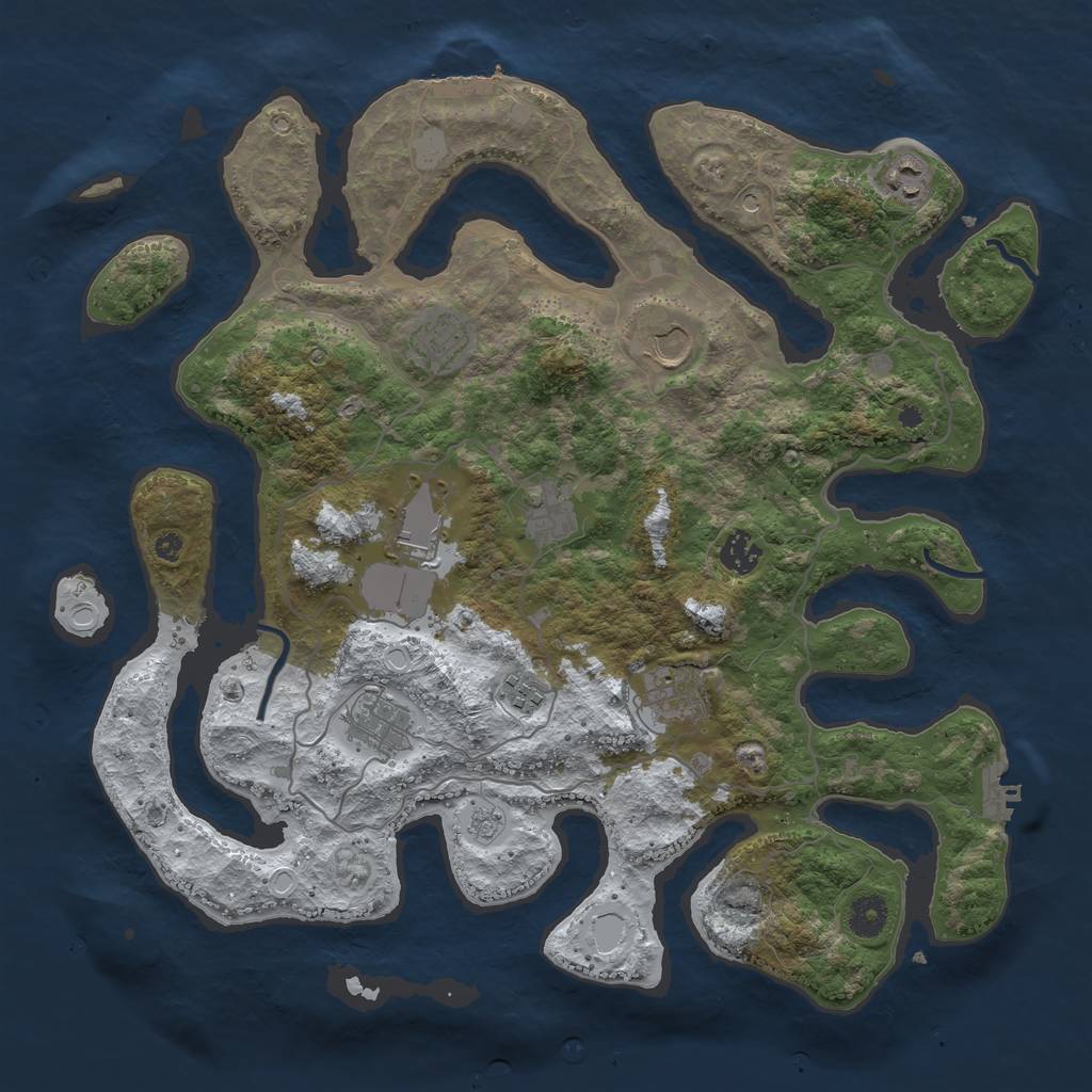 Rust Map: Procedural Map, Size: 4000, Seed: 616737, 18 Monuments