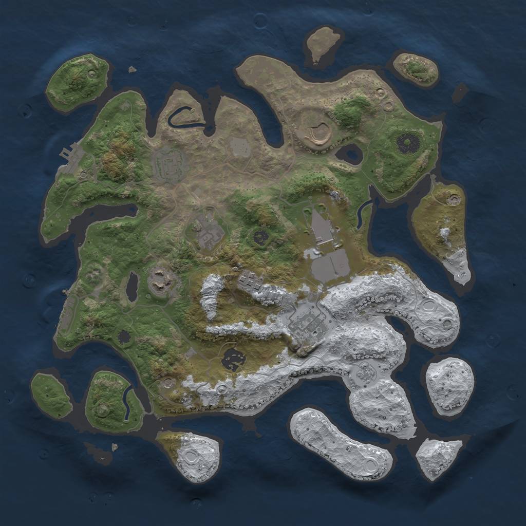 Rust Map: Procedural Map, Size: 3550, Seed: 682935, 17 Monuments