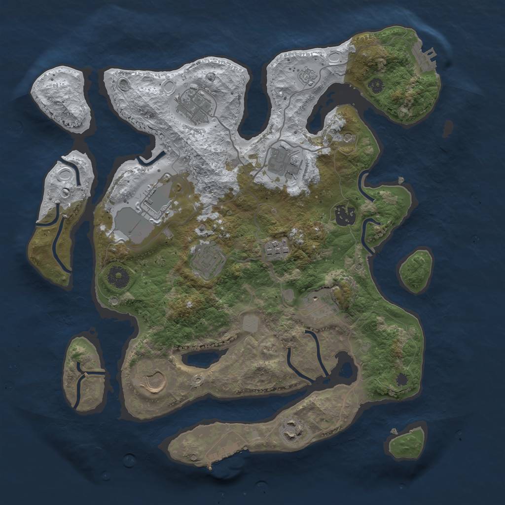 Rust Map: Procedural Map, Size: 3500, Seed: 7563415, 18 Monuments