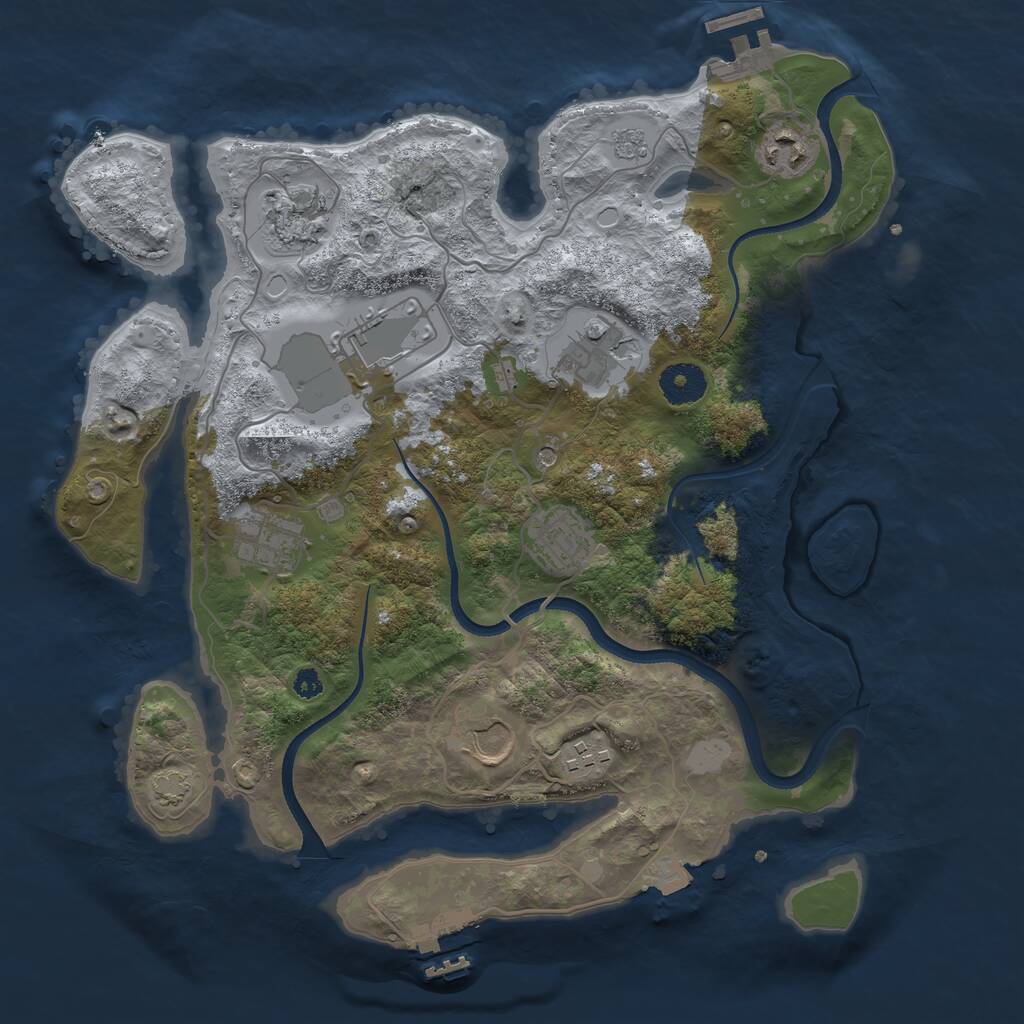 Rust Map: Procedural Map, Size: 3500, Seed: 7563415, 14 Monuments