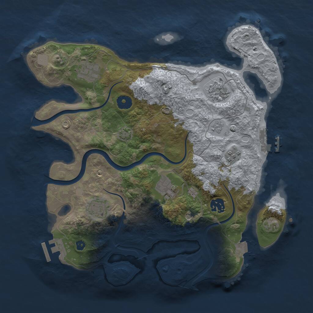 Rust Map: Procedural Map, Size: 3200, Seed: 1429273463, 12 Monuments