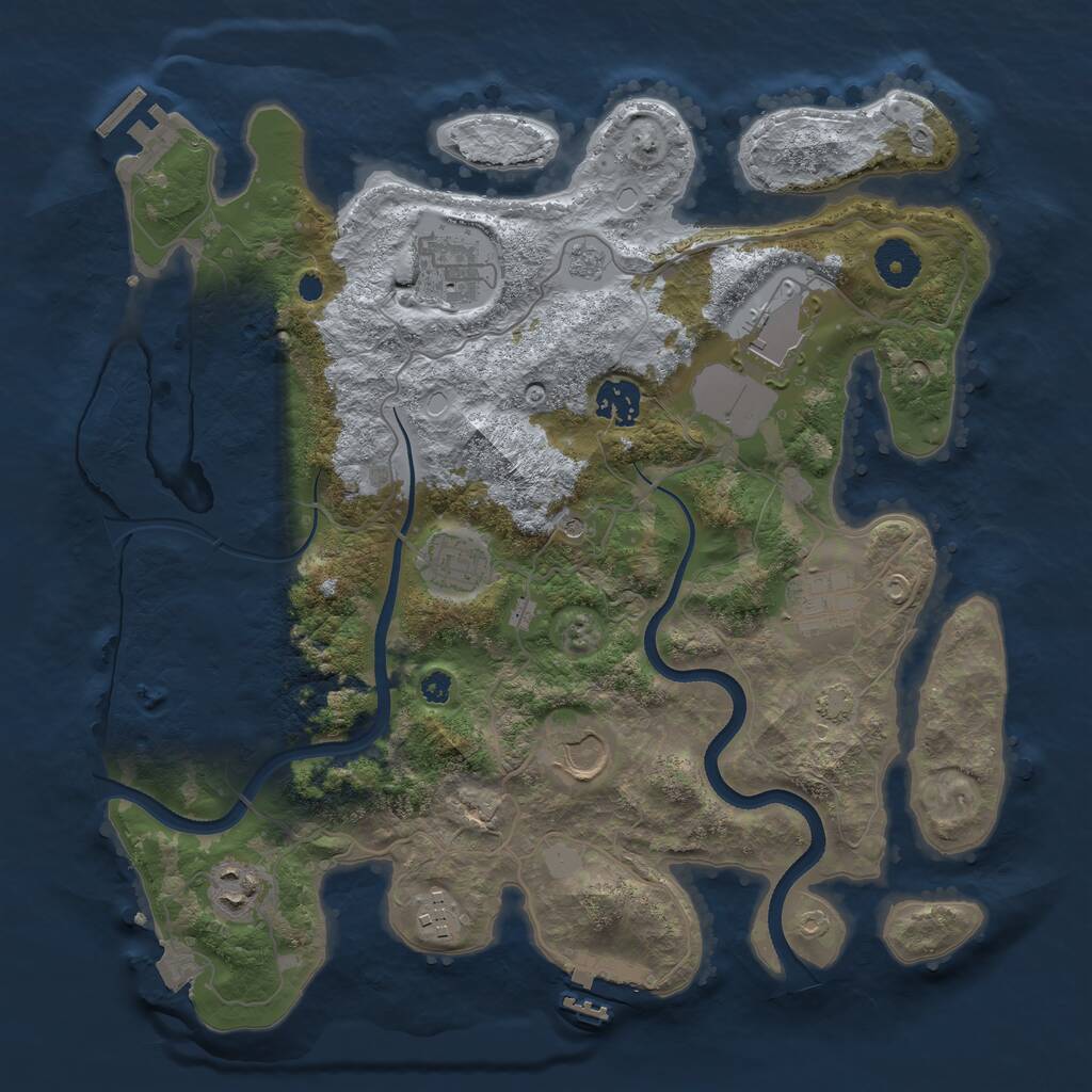 Rust Map: Procedural Map, Size: 3550, Seed: 661388, 14 Monuments