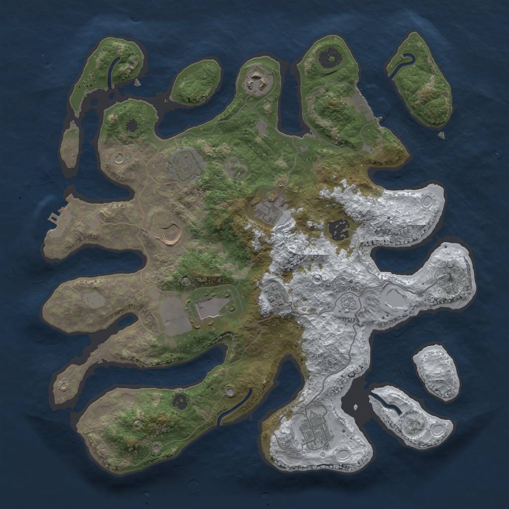 Rust Map: Procedural Map, Size: 3550, Seed: 713377, 17 Monuments