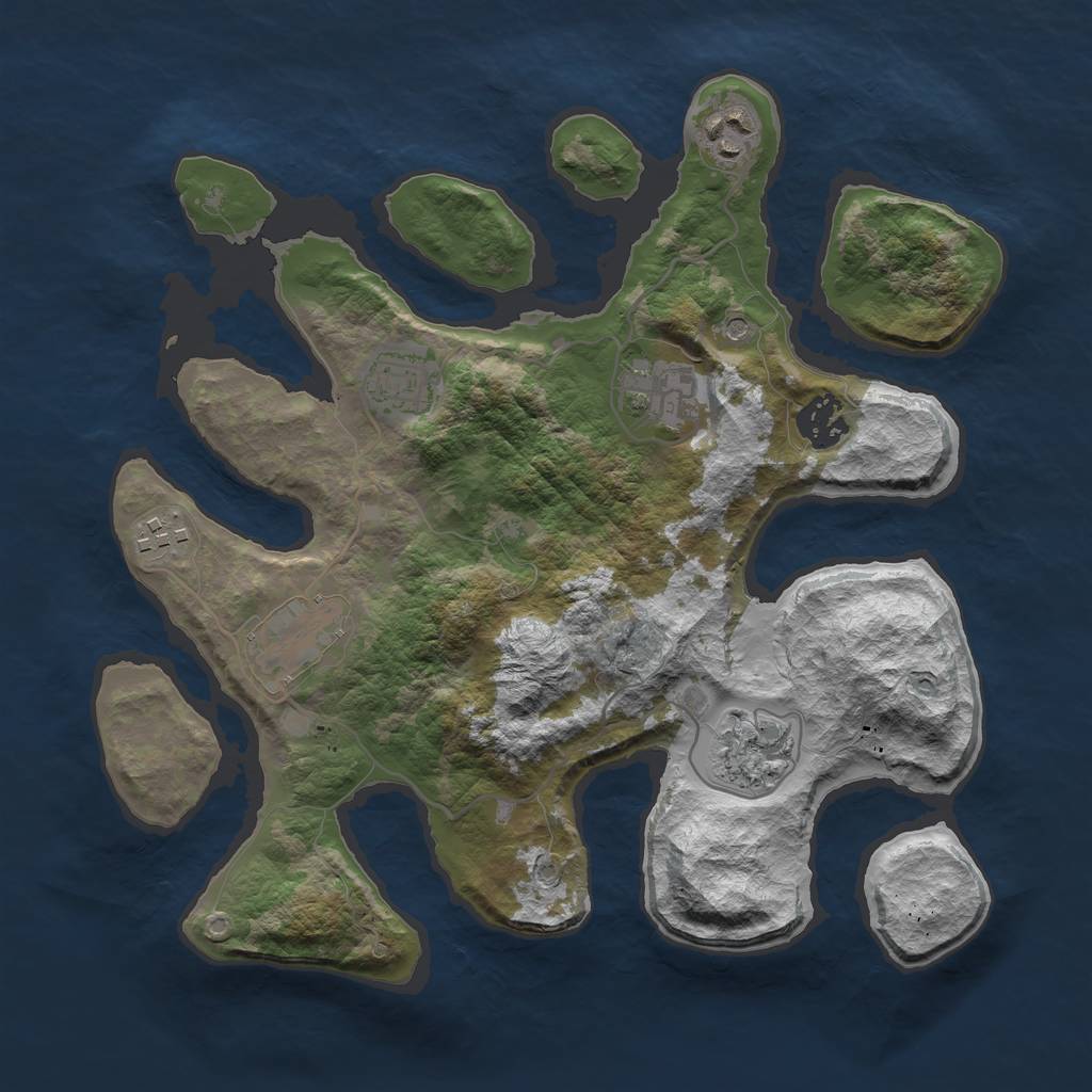 Rust Map: Barren, Size: 3200, Seed: 712372, 10 Monuments