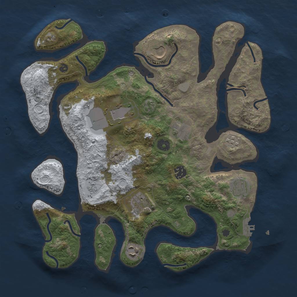 Rust Map: Procedural Map, Size: 3500, Seed: 123455, 15 Monuments