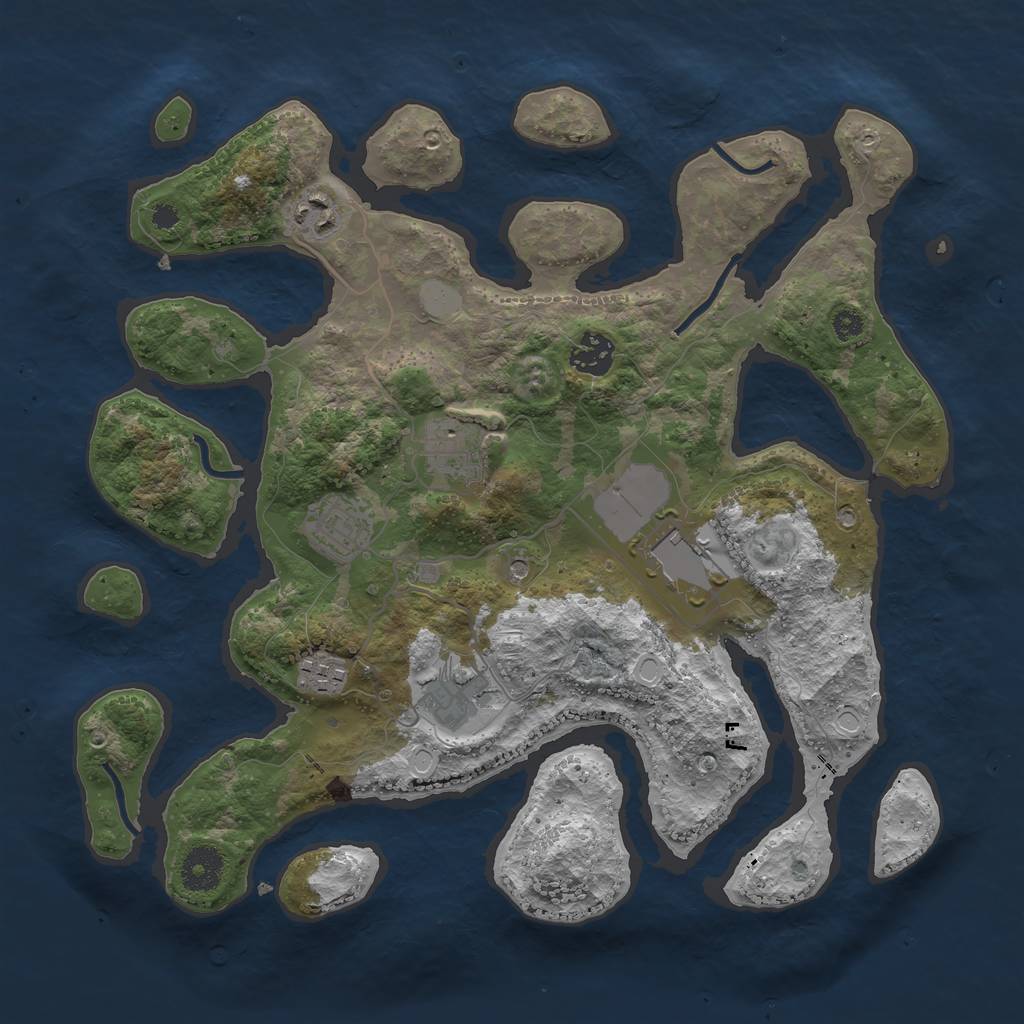 Rust Map: Procedural Map, Size: 3500, Seed: 414419839, 13 Monuments