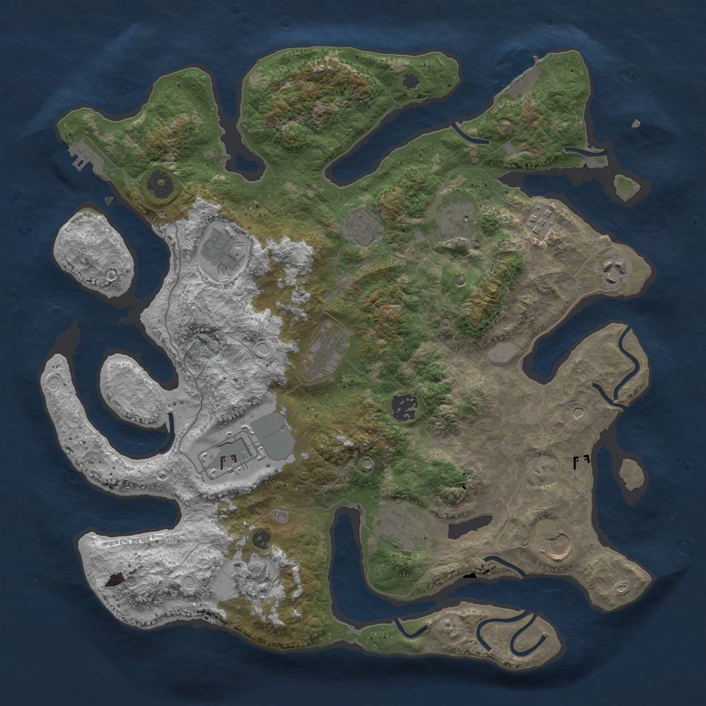 Rust Map: Procedural Map, Size: 3950, Seed: 1207150320, 19 Monuments