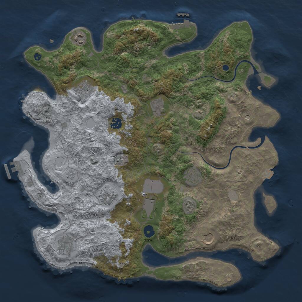 Rust Map: Procedural Map, Size: 3950, Seed: 1207150320, 16 Monuments