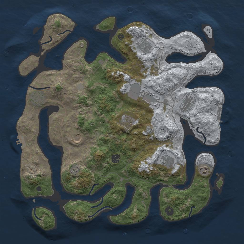 Rust Map: Procedural Map, Size: 4050, Seed: 794802247, 19 Monuments