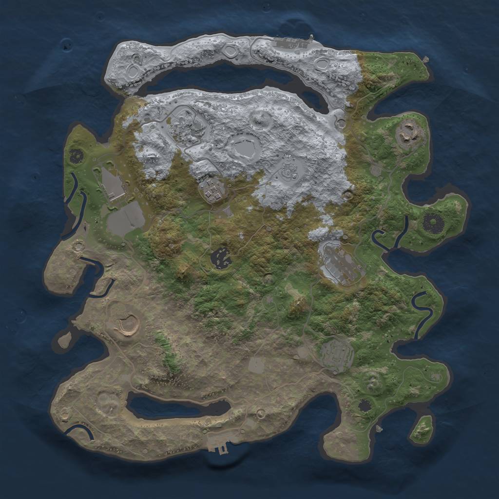 Rust Map: Procedural Map, Size: 3500, Seed: 1088755243, 17 Monuments