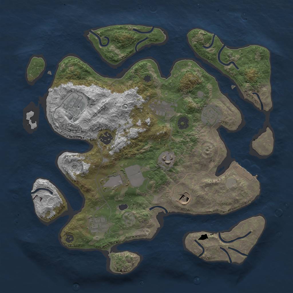 Rust Map: Procedural Map, Size: 3550, Seed: 70005, 15 Monuments