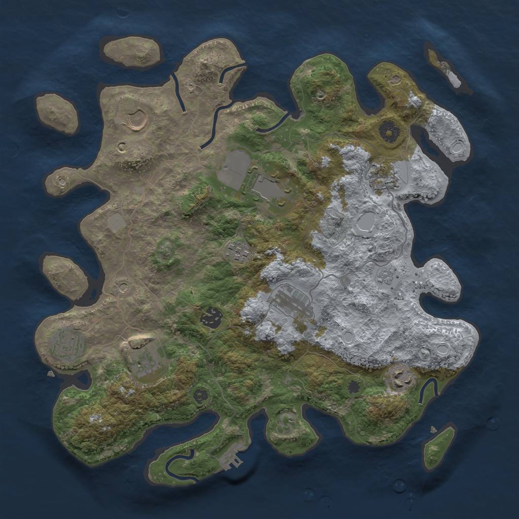 Rust Map: Procedural Map, Size: 3650, Seed: 64537, 15 Monuments