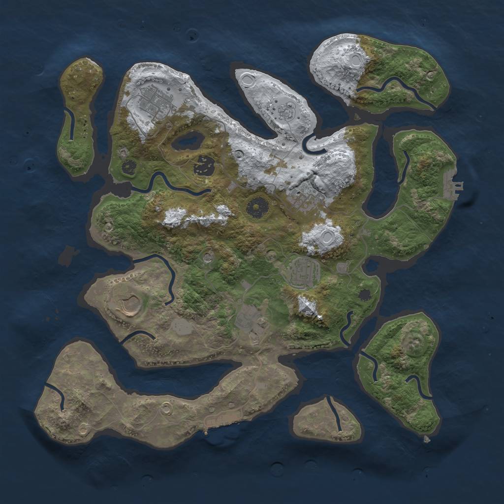 Rust Map: Procedural Map, Size: 3550, Seed: 461350, 15 Monuments