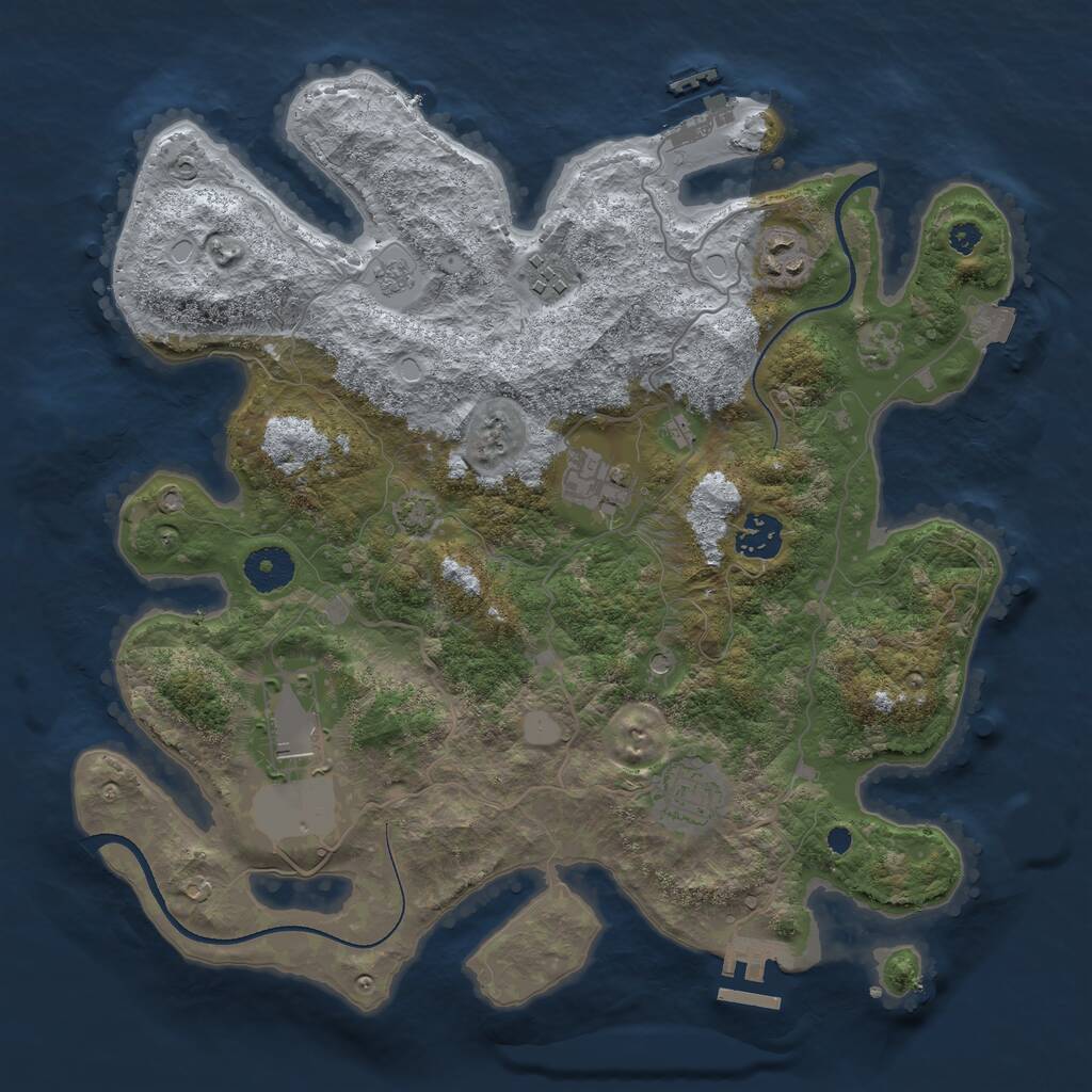 Rust Map: Procedural Map, Size: 3500, Seed: 316141815, 12 Monuments