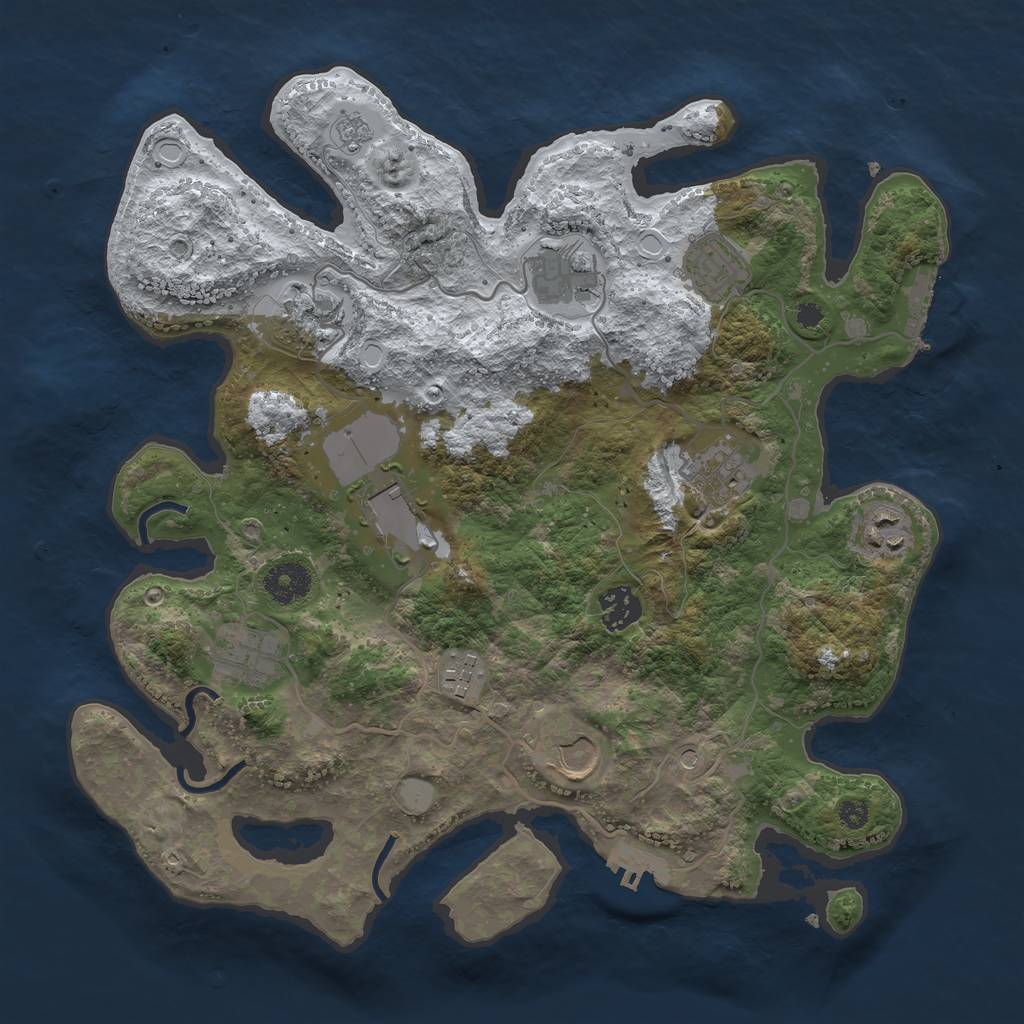 Rust Map: Procedural Map, Size: 3500, Seed: 316141815, 19 Monuments