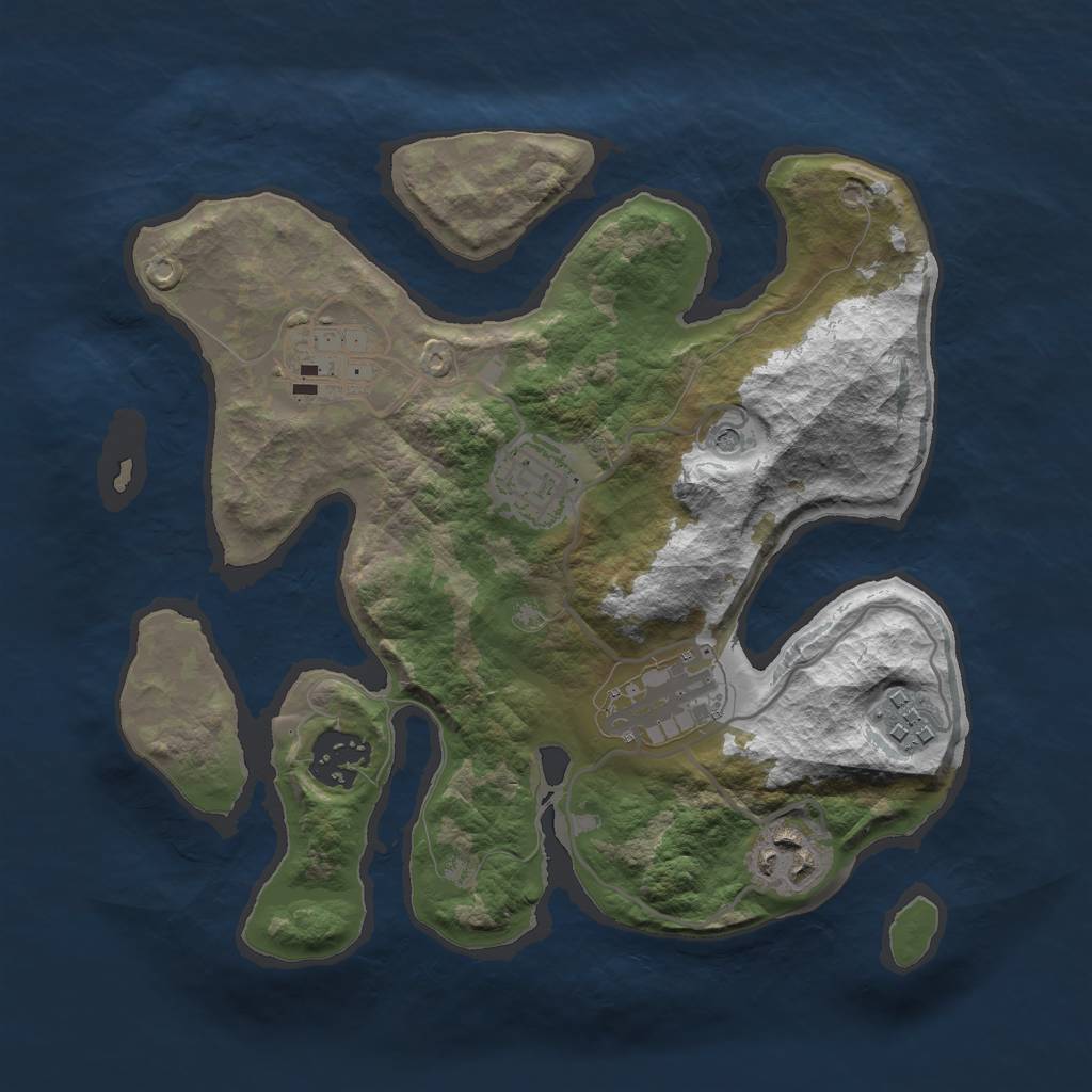 Rust Map: Barren, Size: 2750, Seed: 78567856, 9 Monuments