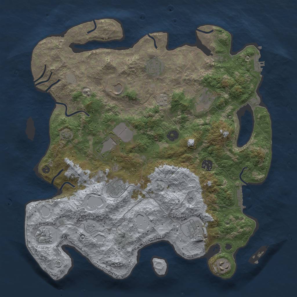 Rust Map: Procedural Map, Size: 3950, Seed: 540045594, 18 Monuments